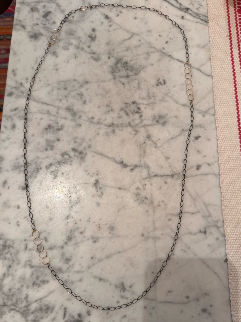 Mickey Lynn gold/oxidized silver long necklace, like new